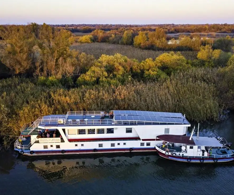 Floating boat danube river